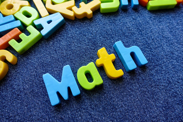 Math with colorful letters. Education concept.