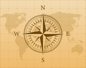 Compass on white background. Flat vector navigation symbol. Vector stock illustration.