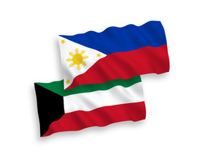 Flags of Philippines and Kuwait on a white background