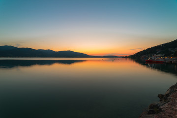 Fototapeta na wymiar Lake tegernsee in the time of sunset
