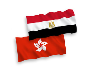 Flags of Egypt and Hong Kong on a white background