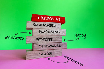 THINK POSITIVE with keyword. Business concept.