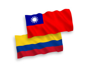 Fototapeta premium Flags of Colombia and Taiwan on a white background