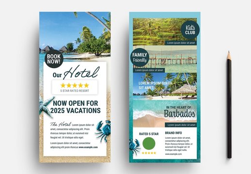 Dl Flyer Layout with Beach Illustration Elements