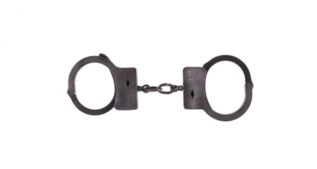 steel handcuffs isolated on a white background
