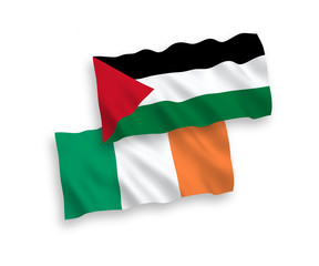 Flags of Ireland and Palestine on a white background