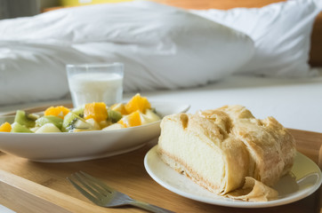 breakfast with fruit and cake