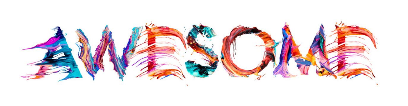 AWESOME banner with colorful brush strokes