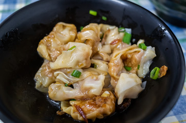taiwanese special snack of spicy wontons