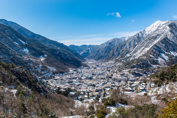 Fototapeta na wymiar Cityscape in Winter of Andorra La Vella, Andorra.