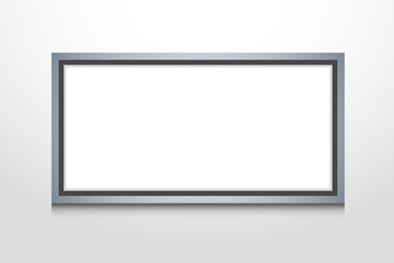 Blank Photo Billboard, Painting Metallic Modern Frame on White Wall Background Editable Vector Template Illustration