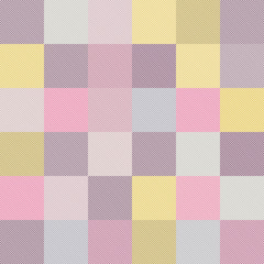Seamless geometric vector pattern. Thin colored diagonal lines form multicolored squares.