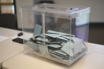 ballot box with ballots french republic