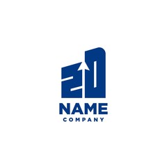 ZD monogram logo with a negative space style arrow up design template