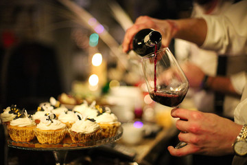 glass of white wine in restaurant