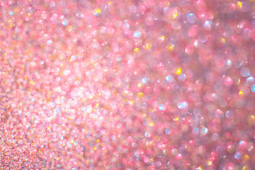 Pink glitter festive blurred background. Abstract magic dreamy background.