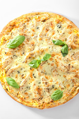 Sweet Dessert Pizza or Brazilian Pizza with Pear, Nuts and Gorgonzola