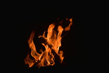 fire on a black background