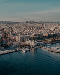 Fototapeta na wymiar panoramic view of port of barcelona spain