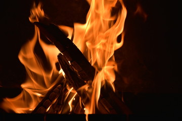 fire on a black background