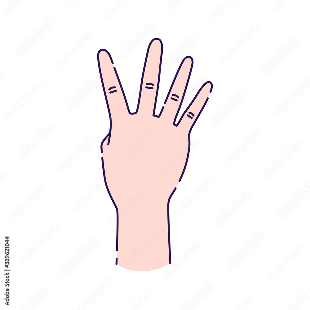 Aufkleber four fingers gesture line color icon. make fingers up gesture sketch element. pictogram for web page