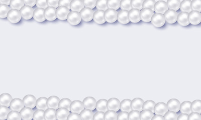 Shiny pearls frame. Vector illustration. Background with pearl. Wedding design with pearl necklace