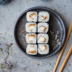 Rolls with eel