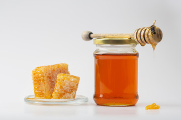 Honey background. Sweet honey in the comb.