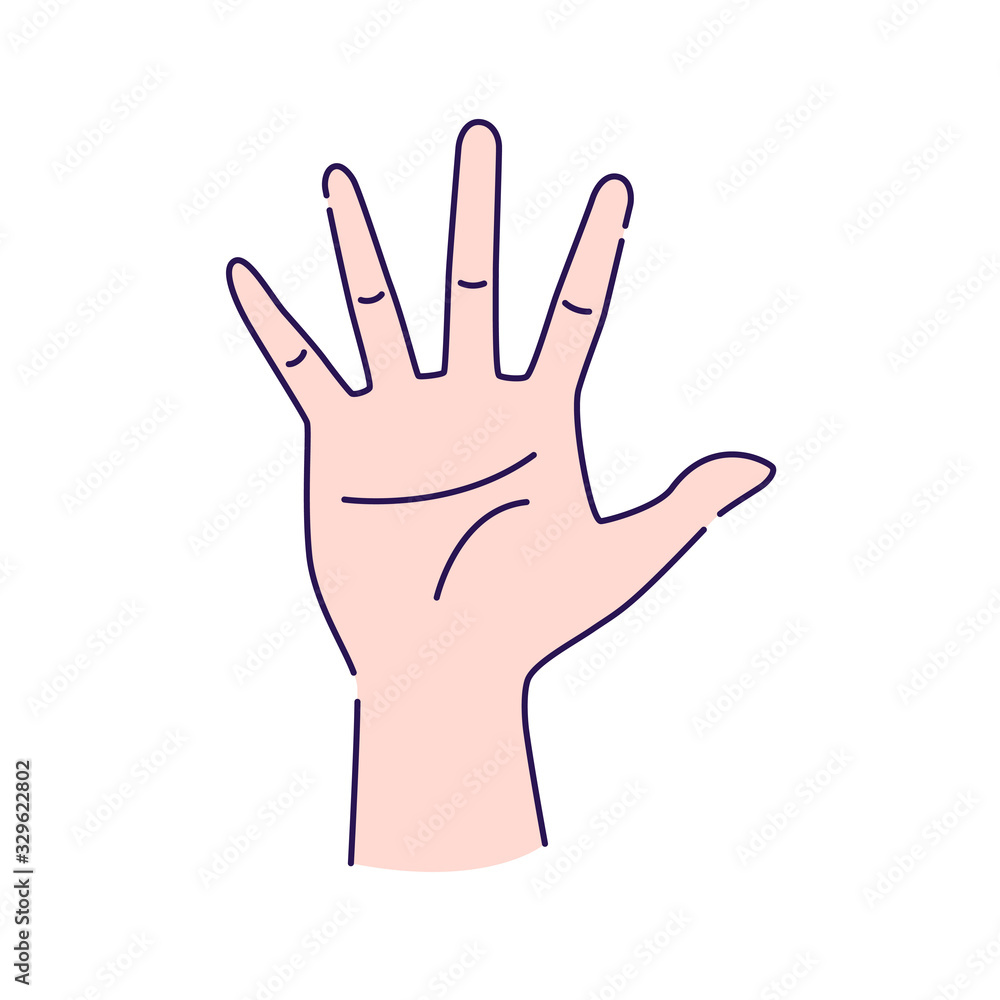 Aufkleber five fingers gesture line color icon. make fingers up gesture sketch element. pictogram for web page