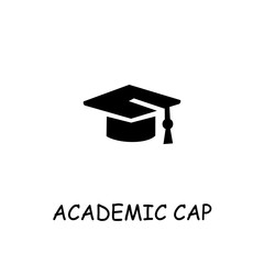 Academic cap flat vector icon