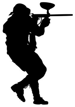 Silhouette Of  Paintball Player Vector