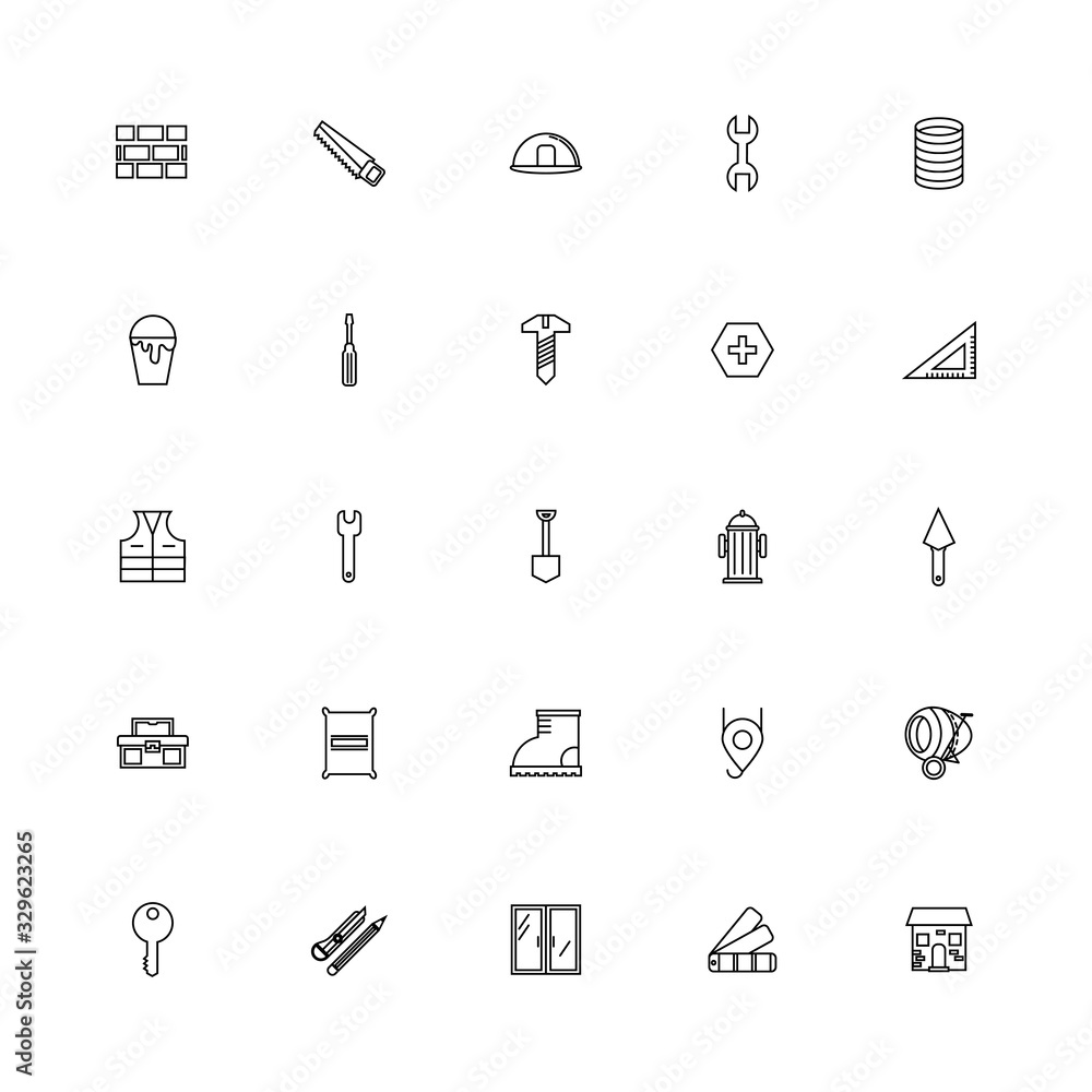 Sticker bundle of construction set line icons