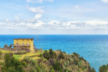 Fototapeta na wymiar Scenic ocean view from the small town of Seixal, Porto Moniz, Madeira island, Portugal