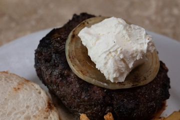hamburger with Philadelphia cheese
