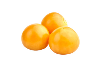 Physalis peruviana ripe fruits, whole smooth berries, goldenberry isolated on a white background