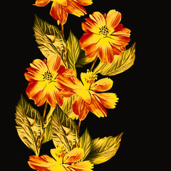 Springflowers  seamless garland.