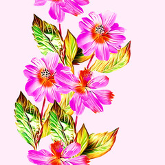 Springflowers  seamless garland.