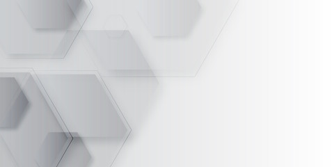 White technology hexagonal abstract background with halfotne and hexagonal shape