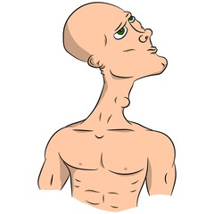 Fototapeta premium Bald man with a naked torso. Vector drawing.