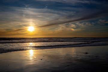 Sunset at the beach at the Costa de la Luz, Andalucia, Spain.