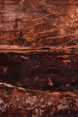 Old wooden board texture for vertical design. Dark panel material for vintage backdrop concepts. 