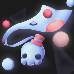 Abstract illustration with a spook in a tall hat