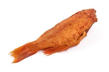 Hot smoked bass fish, isolated on white background