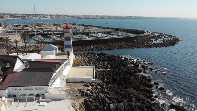 video of portugal coast. lighthouse and port of cascais