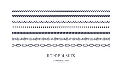 Nautical rope brushes set. Seamless pattern. Yacht style design. Vintage decorative elements. Template for prints, cards, fabrics, covers, menus, banners, posters and placard. Vector illustration.  - 329629293