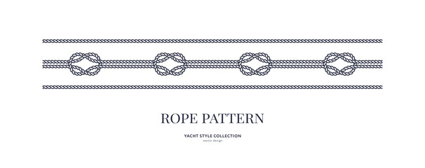 Nautical rope seamless patterns. Yacht style design. Vintage decorative elements. Template for prints, cards, fabrics, covers, flyers, menus, banners, posters and placard. Vector illustration. © DDOK
