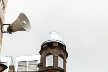 city loudspeaker. Street sound alert system.