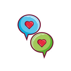 happy valentines day speech bubbles with hearts line and fill style