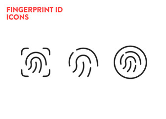 Id icons. Fingerprint scanning process icons. Fingerprint detection symbols. Vector illustration on white background