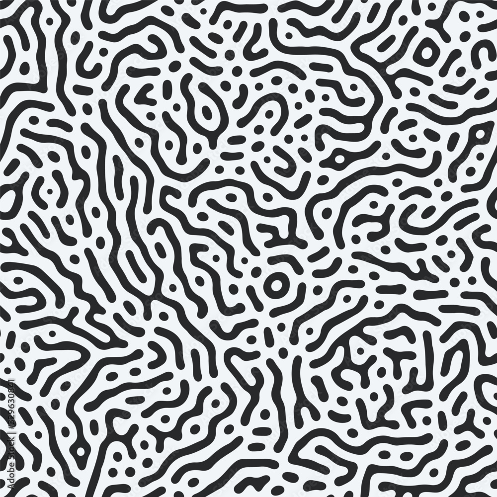 Wall mural diffusion reaction vector seamless pattern. oorganic shapes, lines pattern. abstract background illu